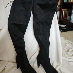 Black thigh high boots